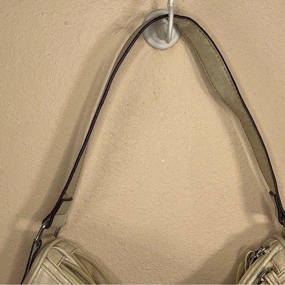 VINTAGE LOU TAYLOR BEIGE IVORY PURSE SMALL CLASSIC SHOULDER BAG NEUTRAL - Picture 8 of 10